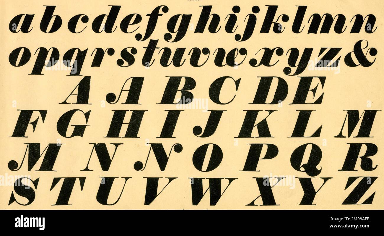 Kursiv geschriebenes Alphabet, Groß- und Kleinschreibung A-z. Stockfoto