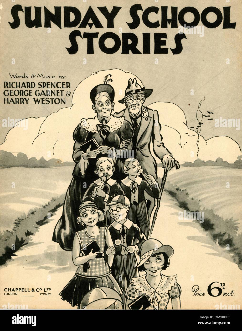 Musikcover, Sunday School Stories, Words and Music von Richard Spencer, George Garnet und Harry Weston. Stockfoto
