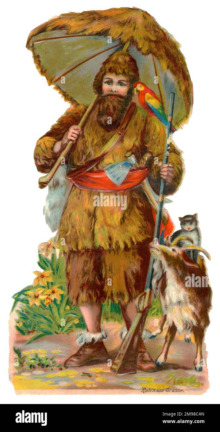 Viktorianischer Schrott - Robinson Crusoe. Stockfoto