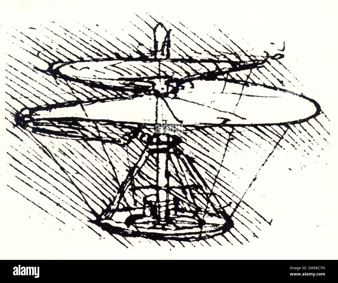 Hubschrauberdesign von Leonardo da Vinci. Stockfoto