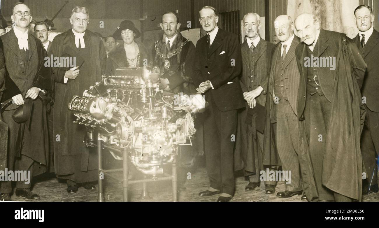 Oxford University Air Squadron? Lord Thomson, State for Air, nach Eröffnung der neuen Vorlesungshalle der Oxford University Air Squadron am 2. November 1929 in Anwesenheit der höheren Behörden der Universität und der Stadt Oxford. Stockfoto