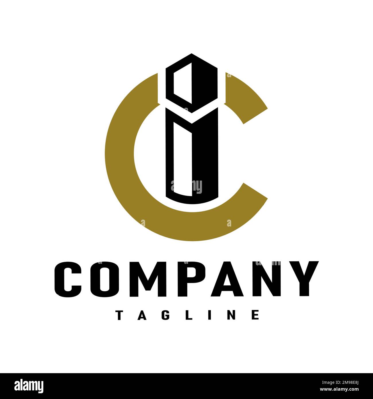 CI Monogramm-Logo mit klassischem Buchstaben, einfaches Symbol für C,I Stock Vektor