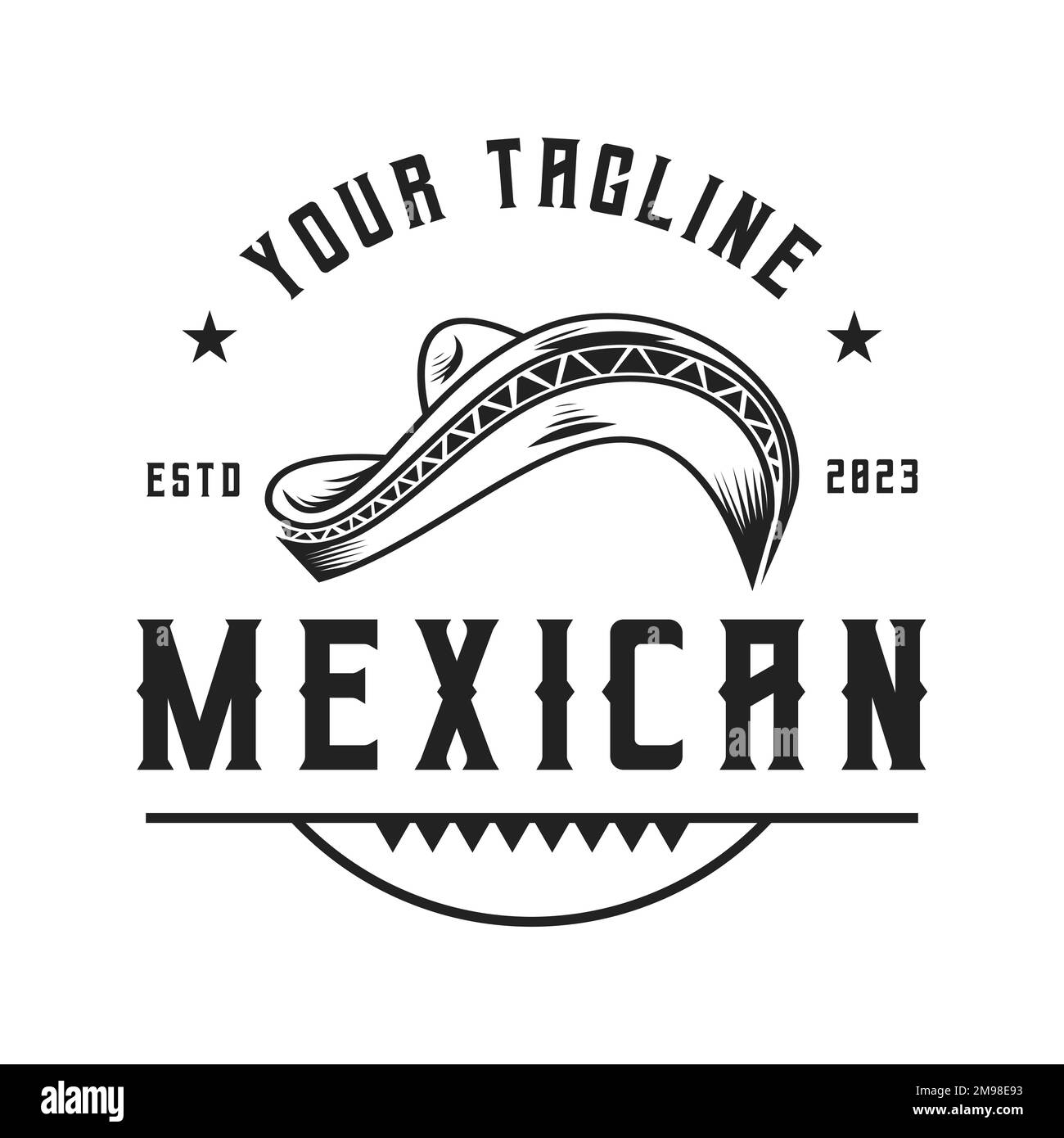 Retro Vector Sombrero Mexican Kappe Im Vintage-Look, Logo-Logo, Simple Vector Stock Vektor