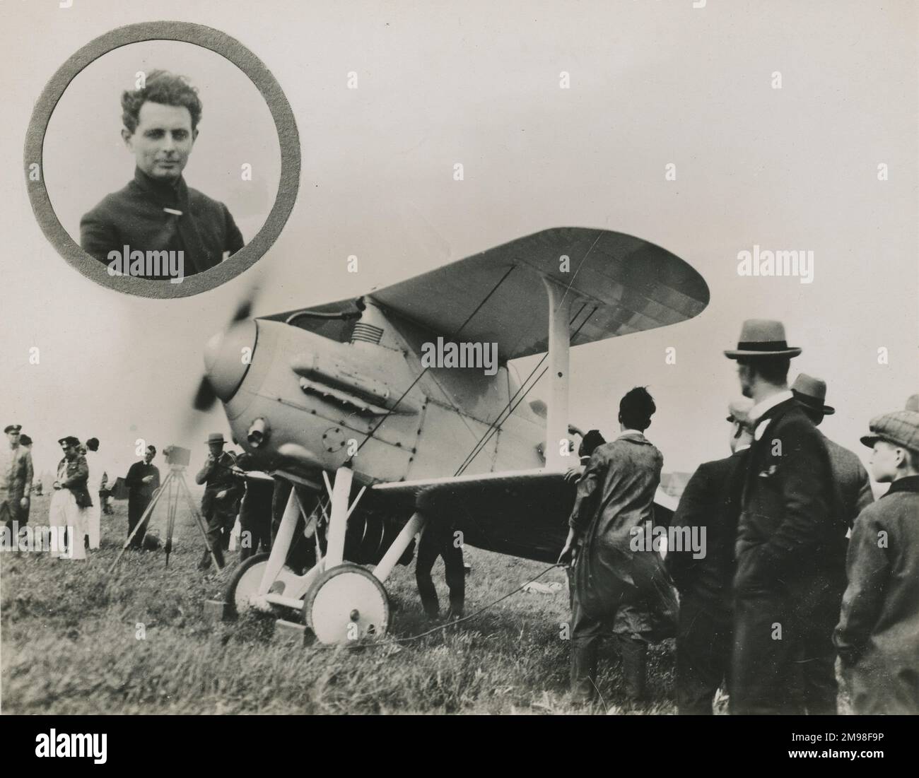 Gloster Mars I, G-EAXZ, Gewinner des Coupe Deutsch Events in Villesauvage im September 1922, mit, Inset, dem Piloten J.H. James, Ich Bin'S Stockfoto