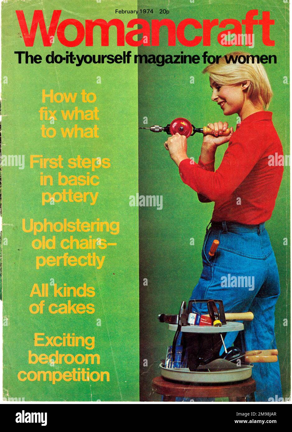 Cover-Design, Womancraft Magazin, Februar 1974 - Ein Do-it-yourself Magazin für Frauen. Stockfoto