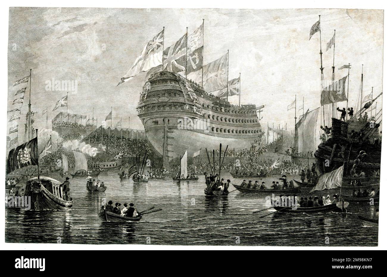 Start des Kampfschiffs. Stockfoto