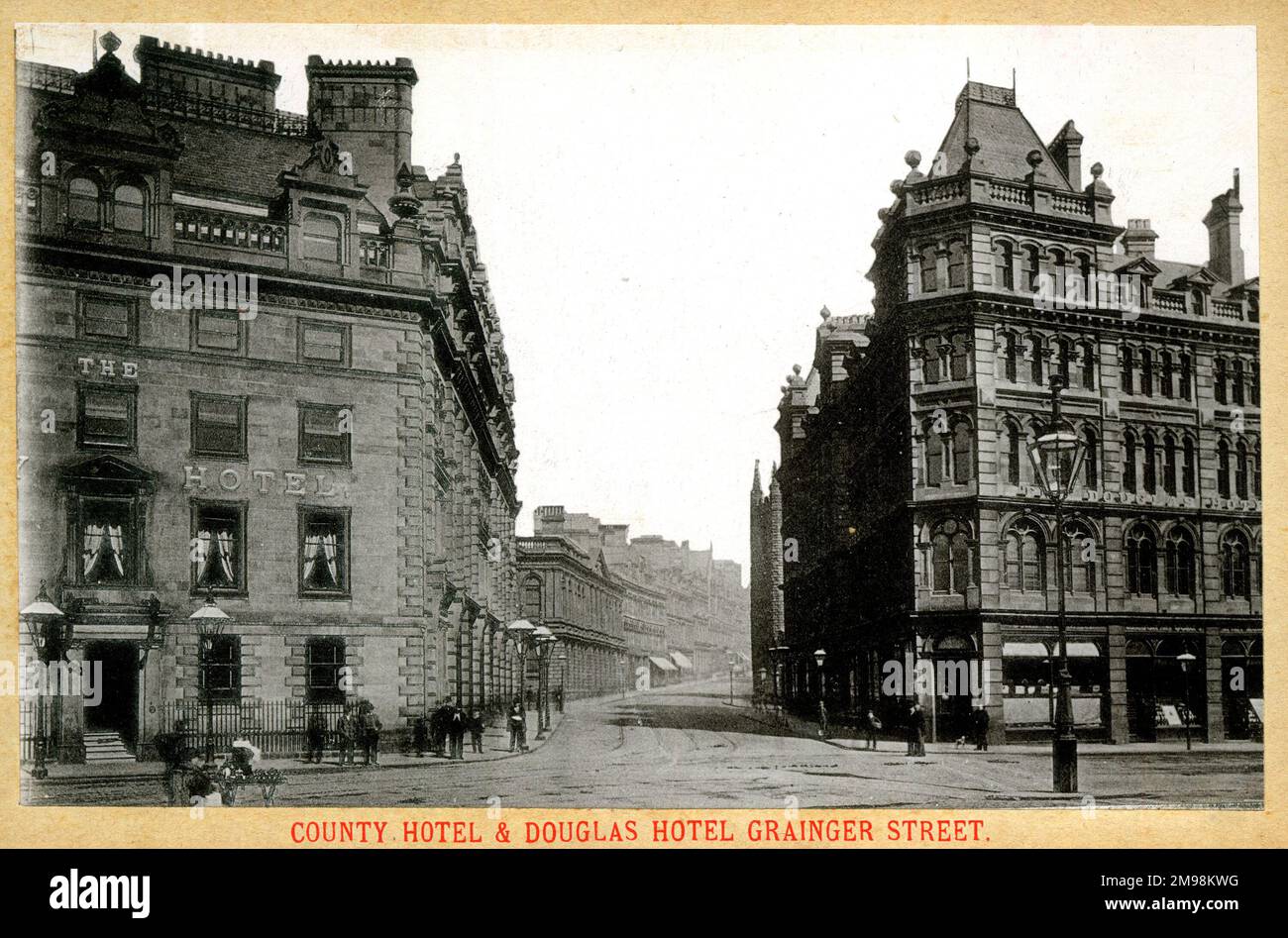 Newcastle upon Tyne - County Hotel und Douglas Hotel in Grainger Street. Stockfoto