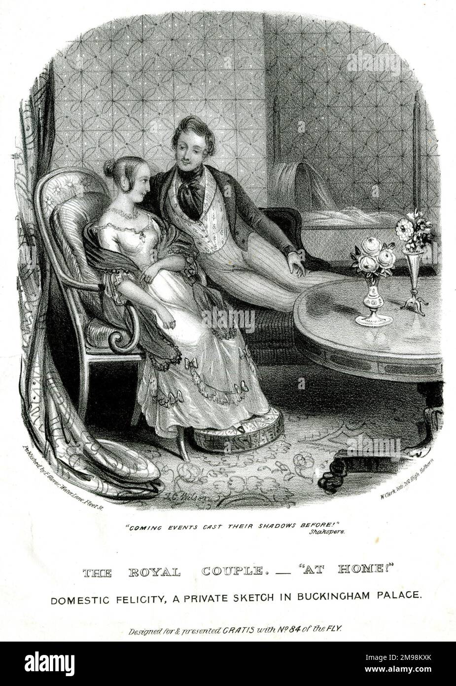 Queen Victoria und Prince Albert - das königliche Paar zu Hause, Domestic Felicity, eine private Skizze im Buckingham Palace. Stockfoto Queen Victoria und Prince Albert - das königliche Paar zu Hause, Domestic Felicity, eine private Skizze im Buckingham Palace. Stockfoto