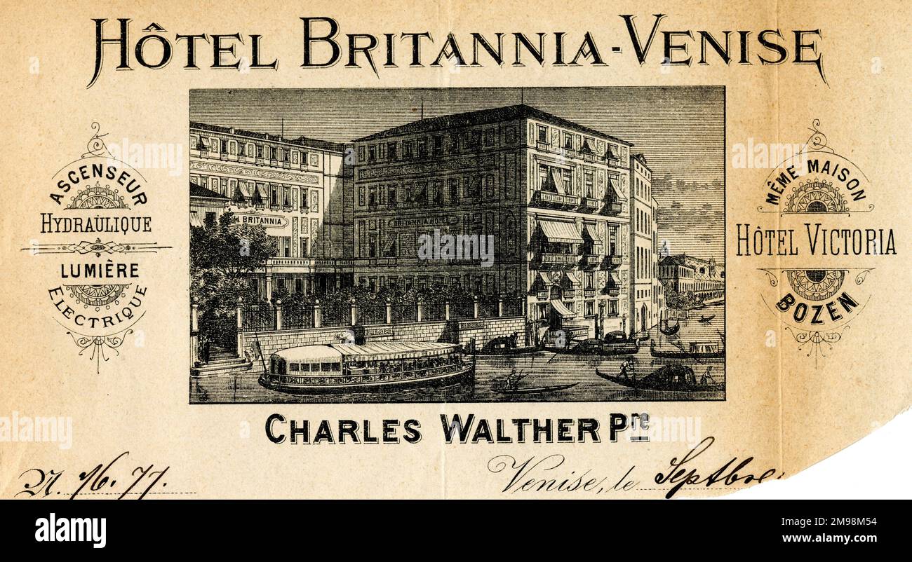 Schreibwarendesign, Hotel Britannia, Venedig, Italien. Stockfoto