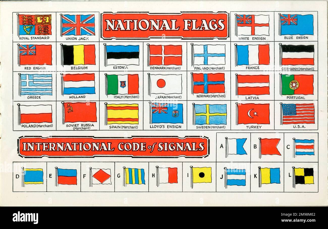 Nationale Flaggen und internationale Code-of-Signals-Flaggen Stockfoto
