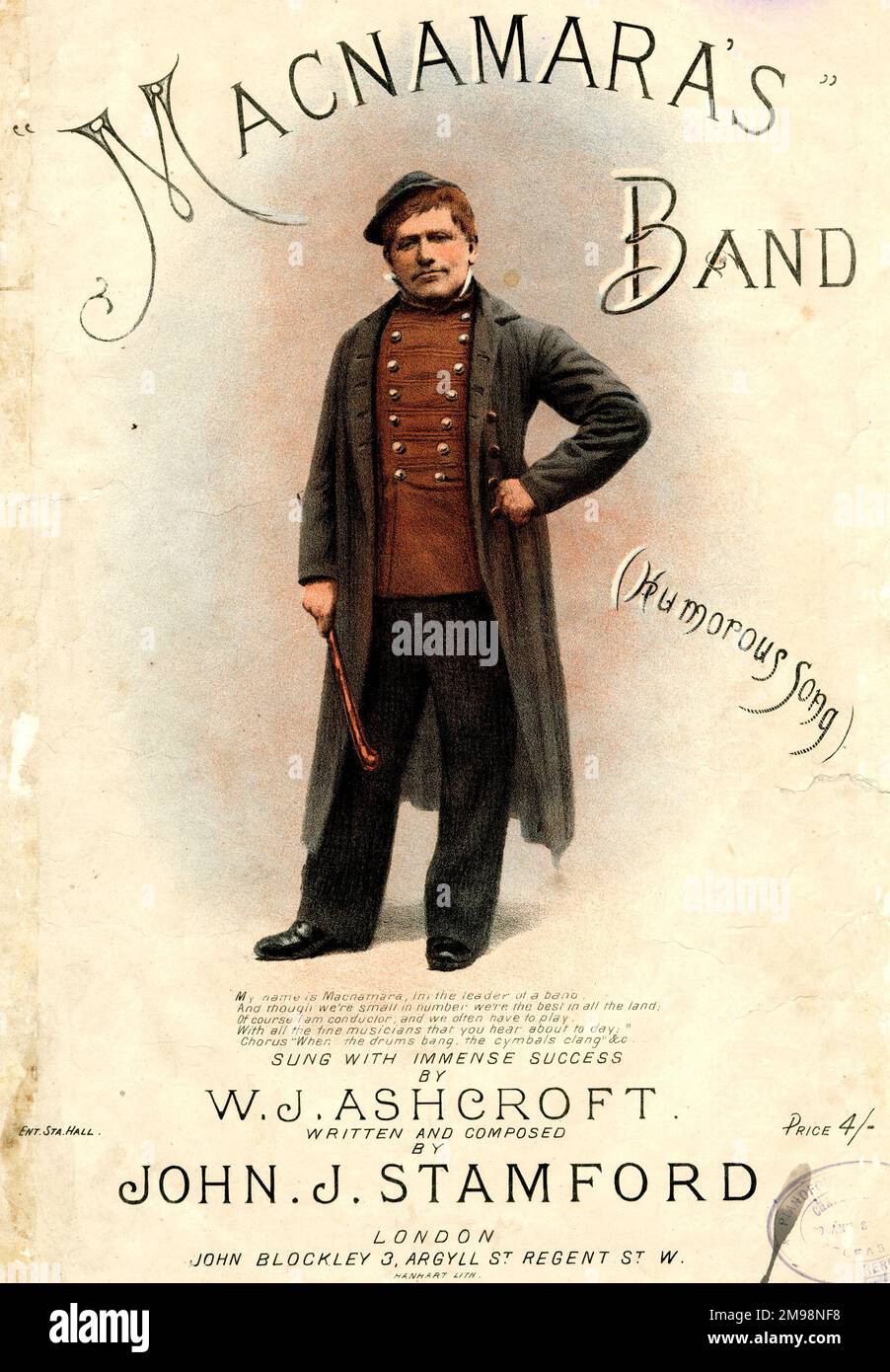 Musikcover, Macnamaras Band, gesungen von W.J. Ashcroft. Stockfoto