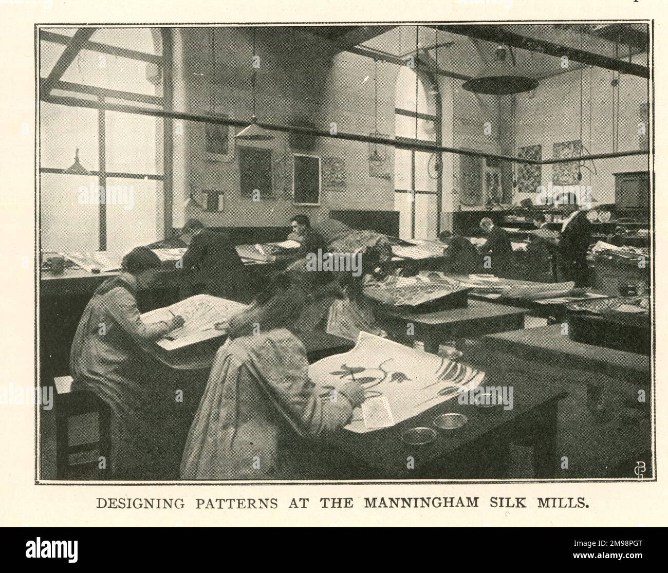Muster in den Manningham Silk Mills entwerfen. Stockfoto