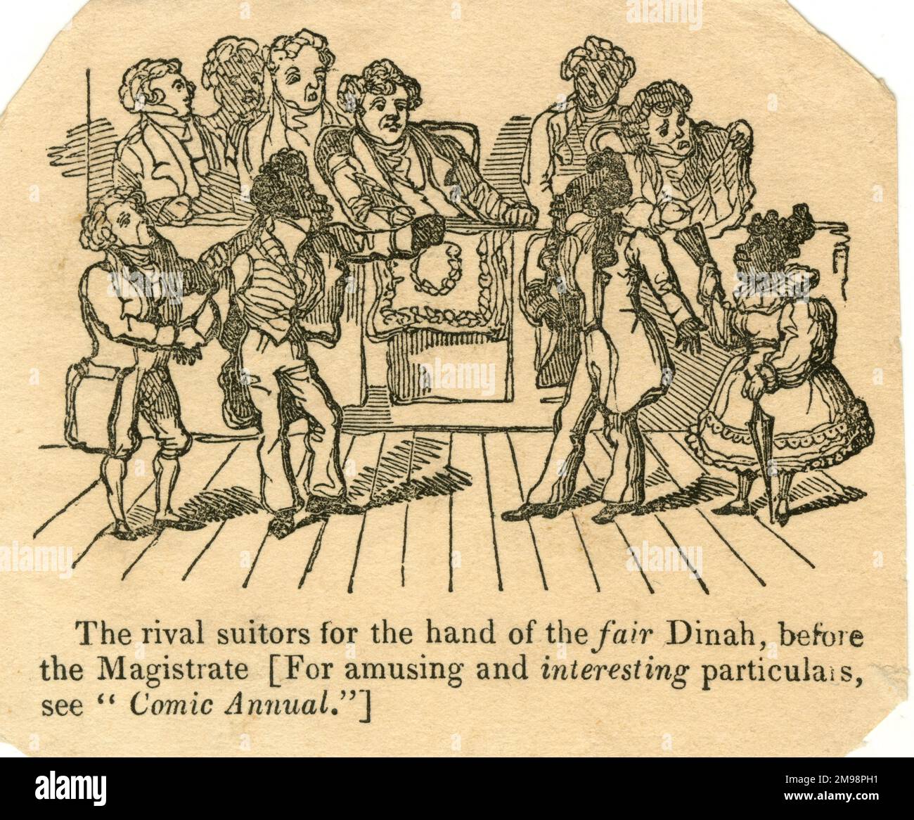 Cartoon, rivalisierende Verehrer für die Hand des schönen Dinah, schwarze Stereotypen. Stockfoto