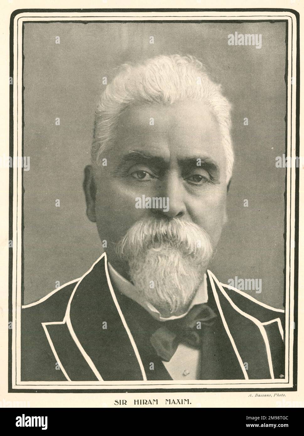 Sir Hiram Maxim, Erfinder der automatischen Waffe. Stockfoto