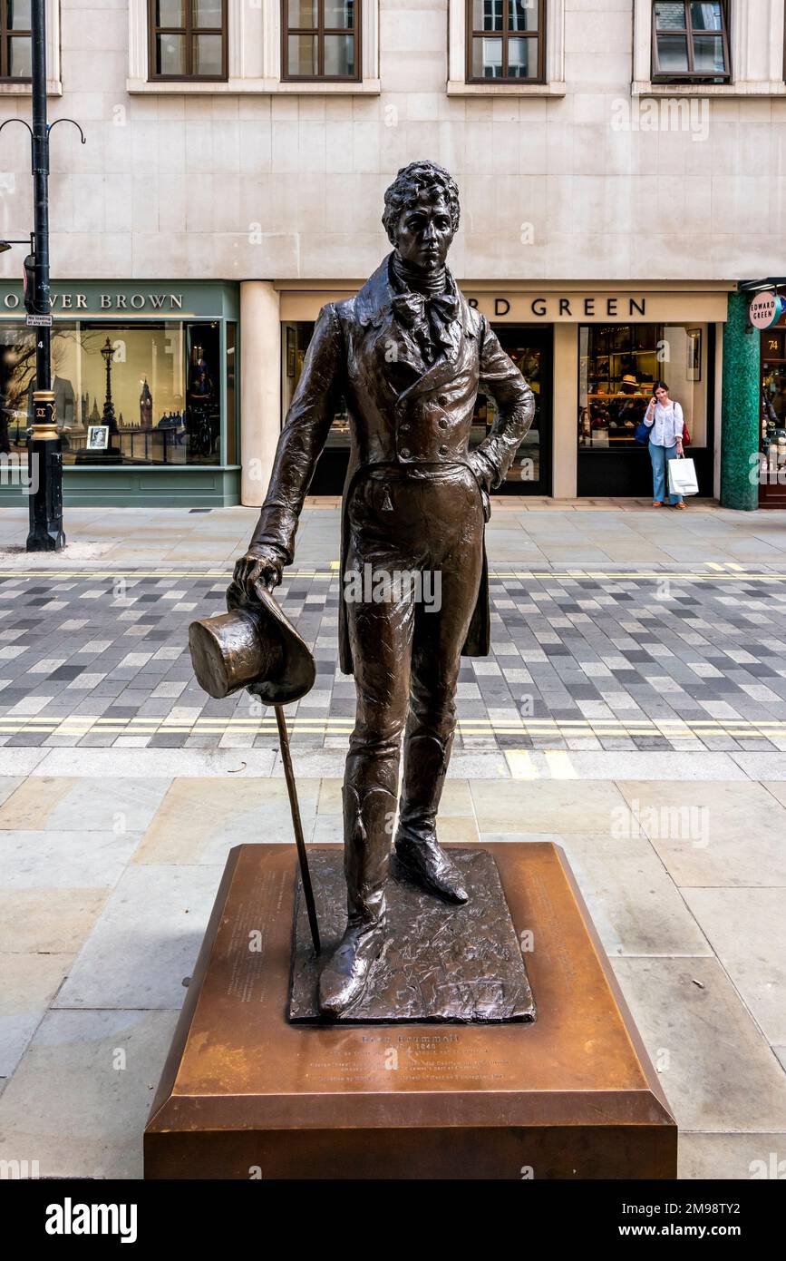 Die Beau Brummell Statue, Jermyn Street, London, Großbritannien. Stockfoto