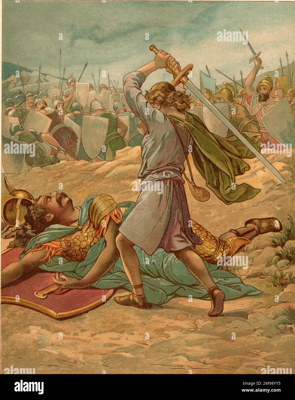 Biblische Geschichten von John Lawson, David und Goliath. Stockfoto