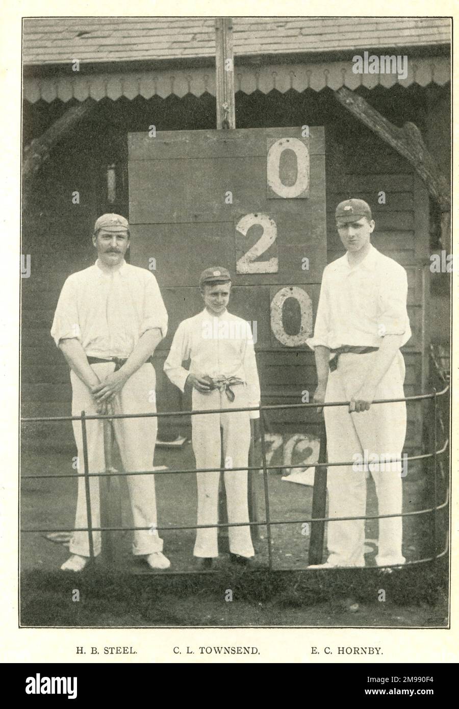 Der Schuljunge (C L Townsend) warf H B Steel und E C Hornby aus, bevor ein Lauf erzielt wurde. Stockfoto