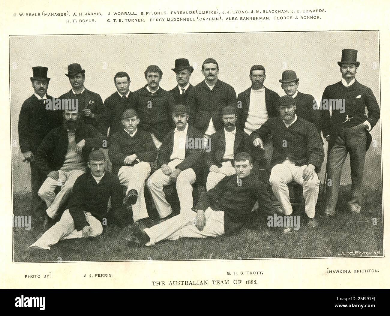 Das Australische Cricket-Team 1888. Stockfoto
