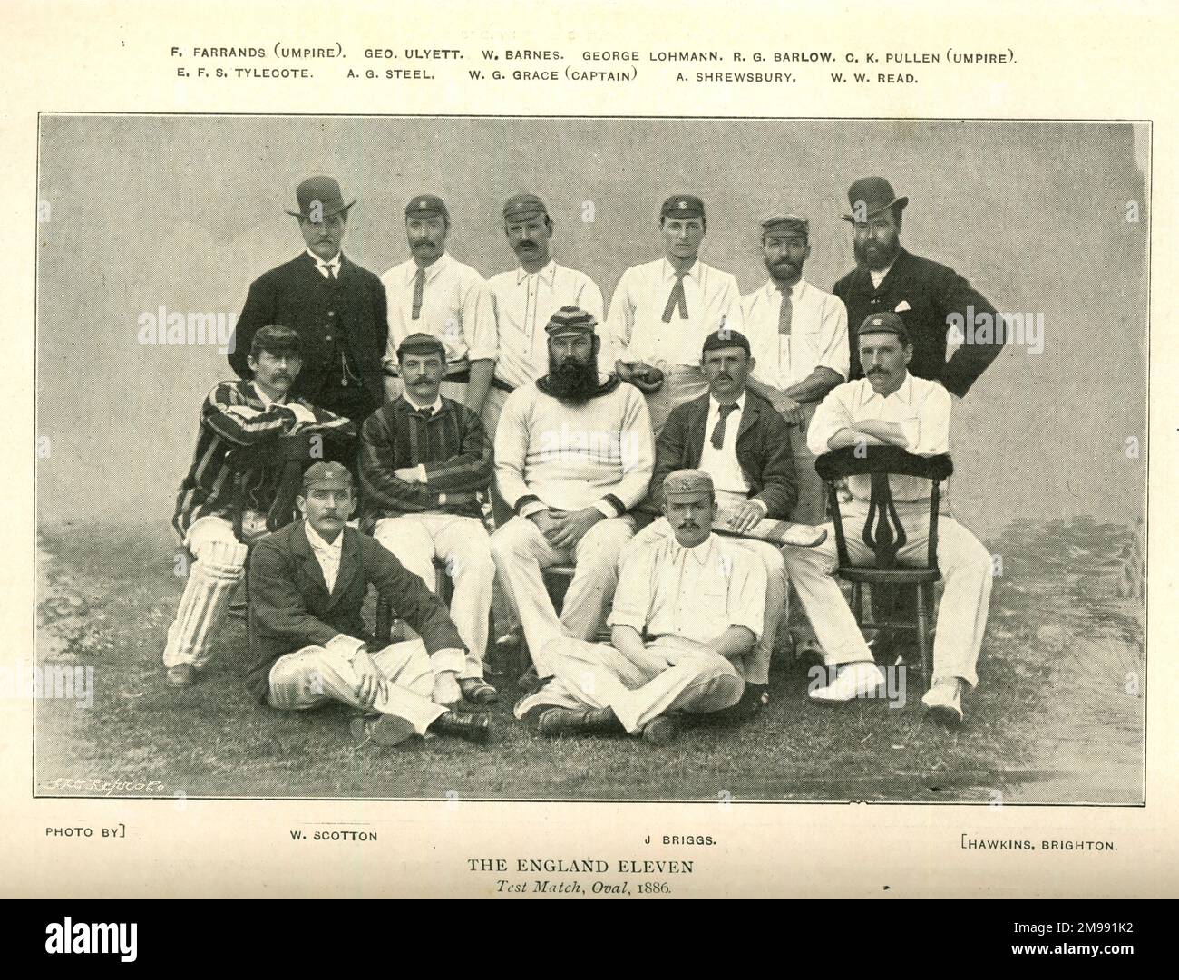 Das England Cricket Team, Oval Test Match, 1886. Stockfoto