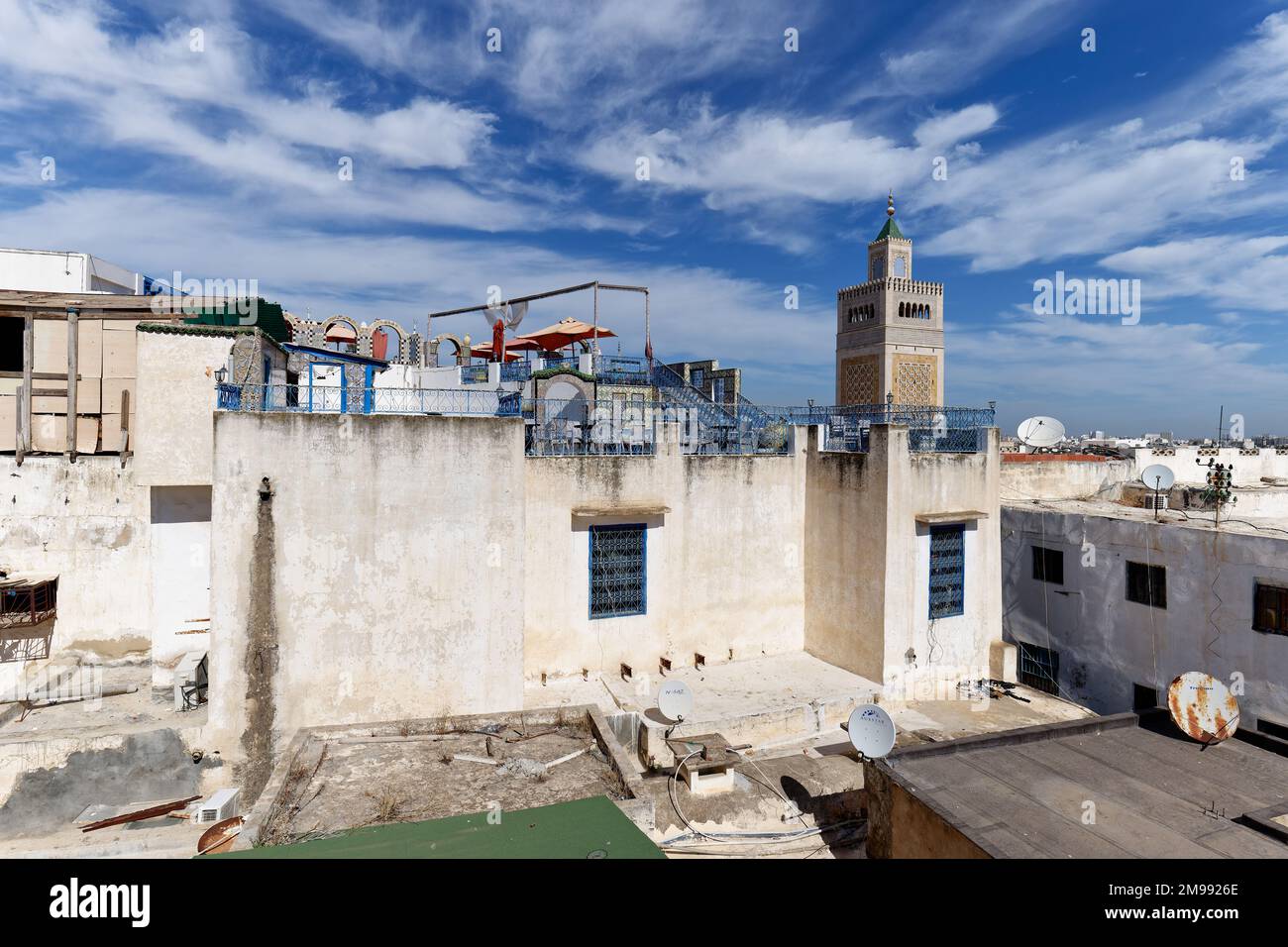 Blick auf die alte Medina von Tunis, UNESCO. Stockfoto