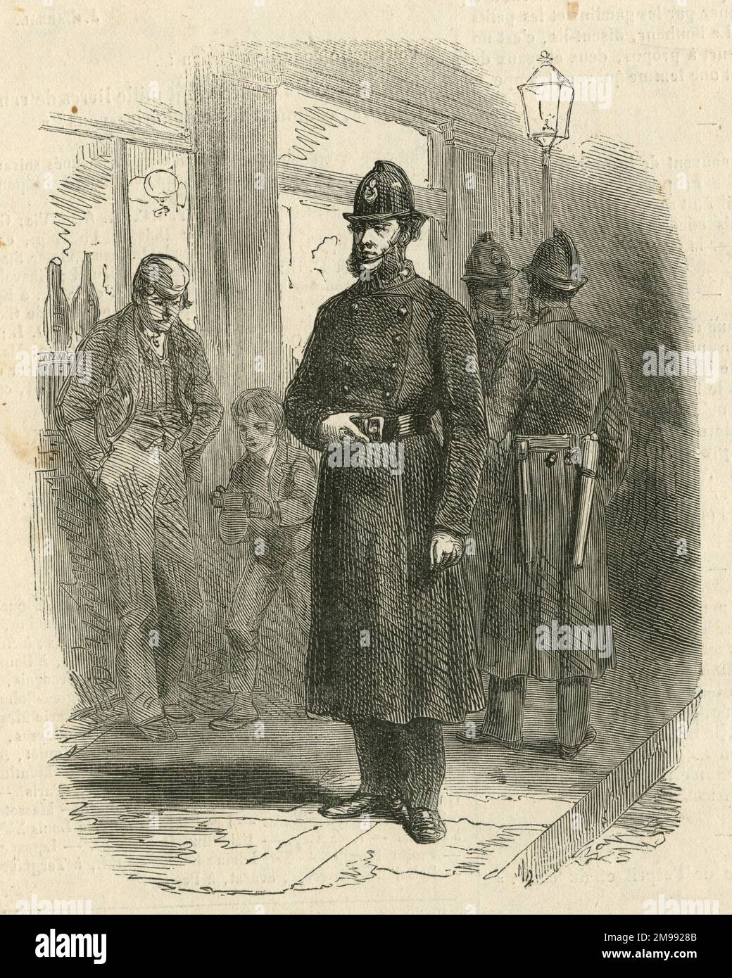 Londoner Polizisten in Nachtuniform. Stockfoto