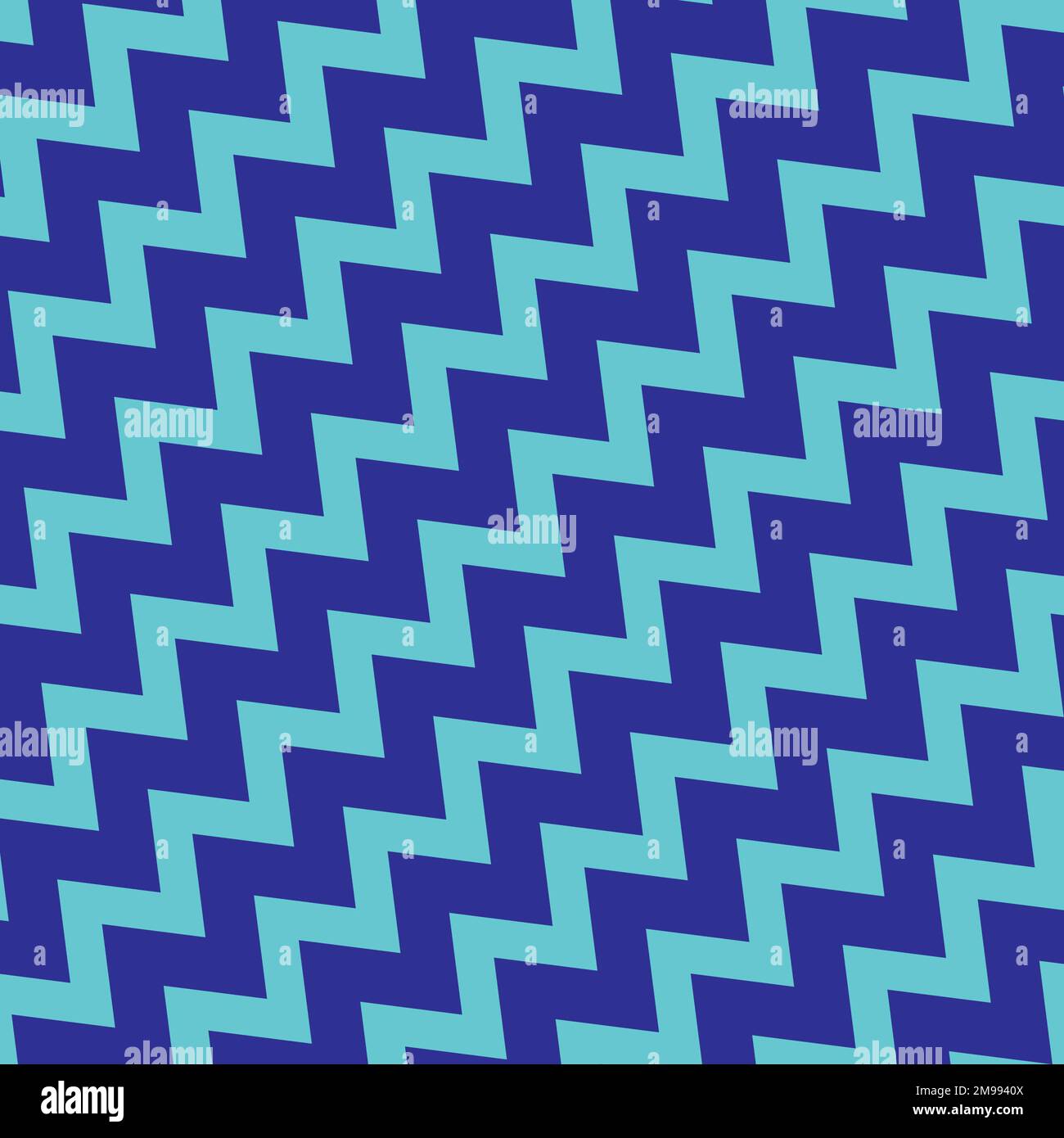 Ein Zickzackmuster, blau und dunkelblau, nahtloses Muster, Winkel, Muster repräsentiert Meer und Ozean, Musterdarstellung, minimalistischer Stil Stockfoto