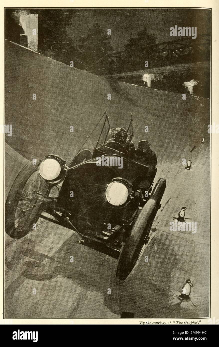 Early Motor Racing - S F Edge während seines 24-Stunden-Rekords in Brooklands, Surrey, 1907. Stockfoto