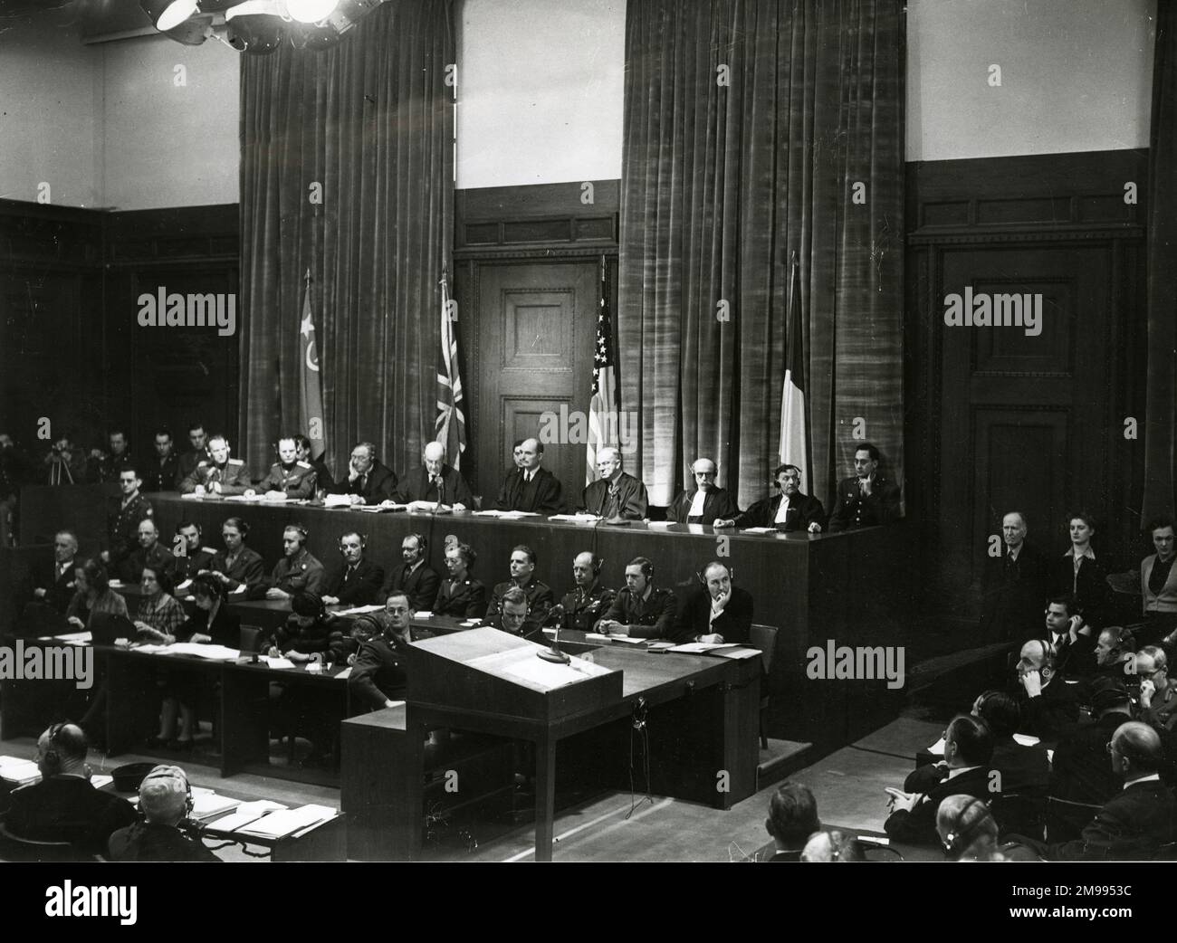 Verhandlung gegen Nürnberger Kriegsverbrechen am 22. November 1945. Stockfoto