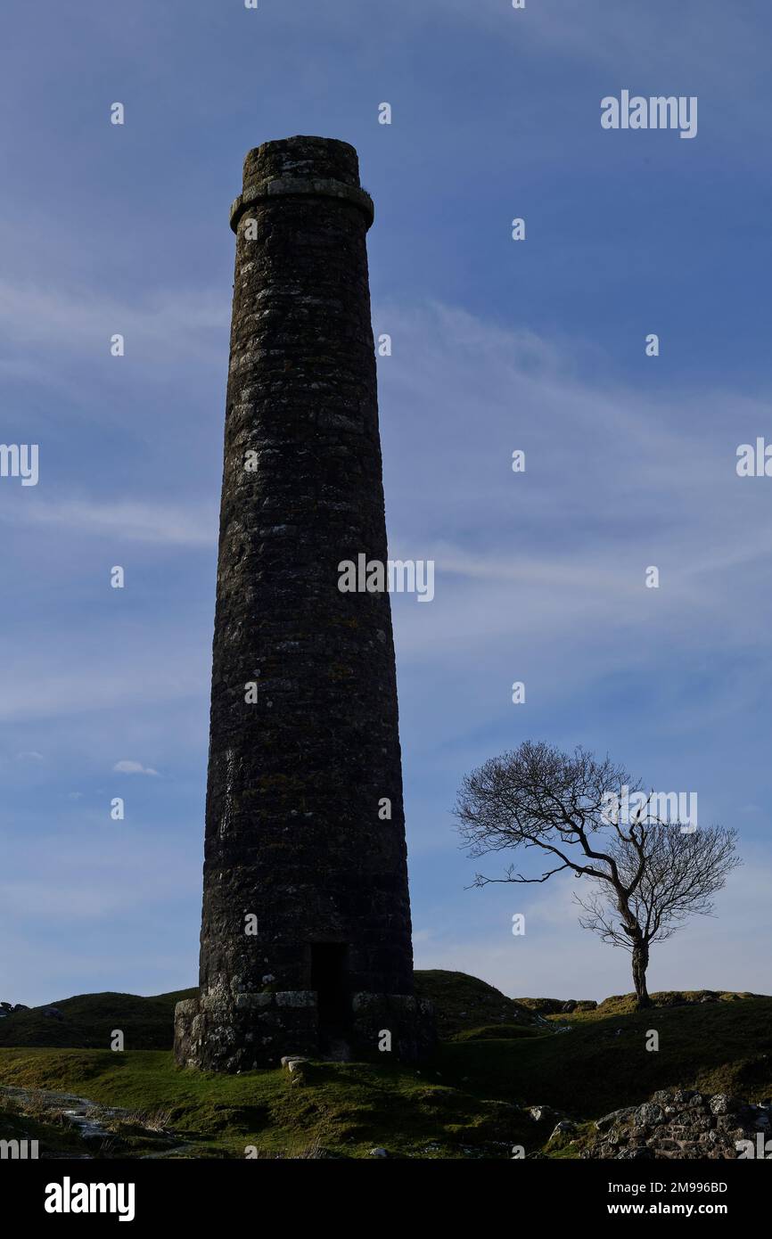 Old Gunpowder Mill Stack, Powdermills, Postbridge, Dartmoor, Devon. Stockfoto