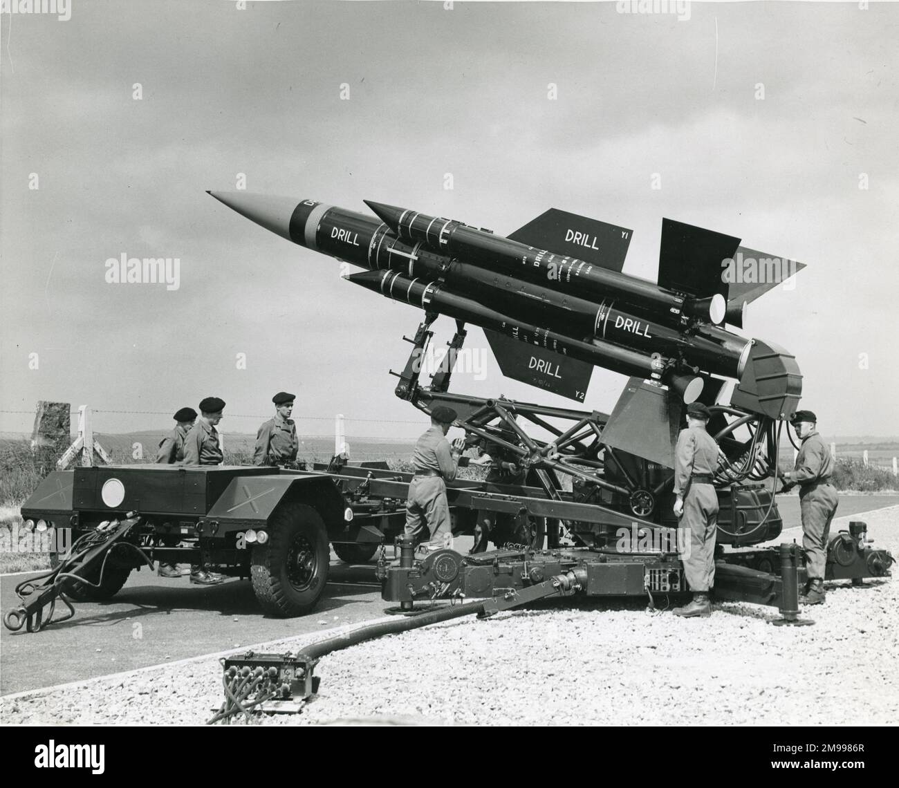 Englische elektrische Thunderbird-Boden-Luft-geführte Bohrrunde. Stockfoto