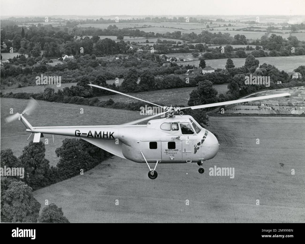 Sikorsky S-55, G-AMHK, wurde im Januar 1951 zur Verwendung als Demonstrationsmittel in Westland registriert. Stockfoto