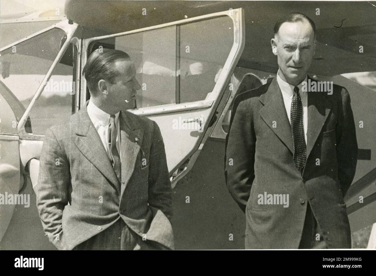 Hubert Stanford Broad, Left und Geoffrey de Havilland. Stockfoto