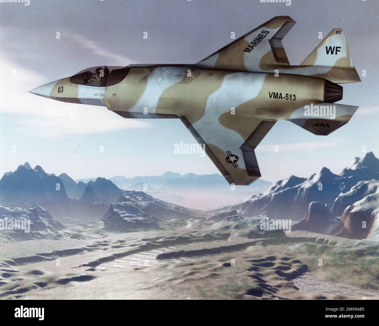 Ein Künstlereindruck über die Variante des US Marine Corps des Wettbewerbs McDonnell Douglas, Northrop Grumman und British Aerospace beim Joint Strike Fighter (JSF). Stockfoto