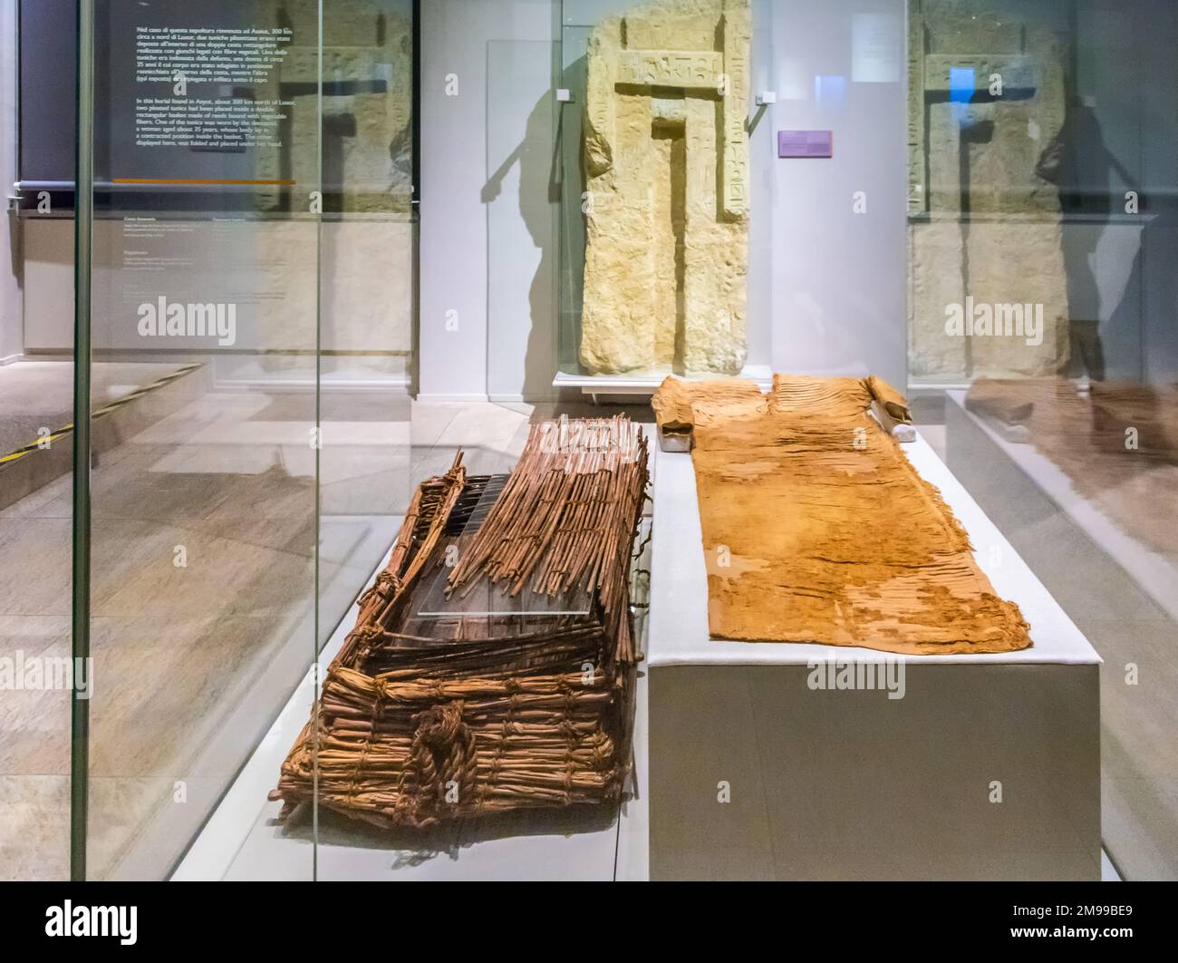 Alte Kleidung während der ägyptischen Zivilisation, Ägyptisches Museum Turin, Piemont, Italien Stockfoto