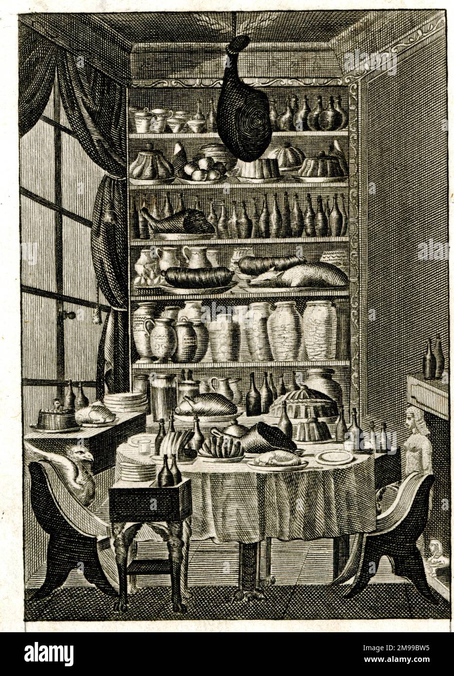 Gourmet-Küche. Auf dem Bookplate eines französischen Besitzers steht die zugehörige Überschrift: „Library of a Gourmet“ (Bibliothek eines Gourmet). Stockfoto