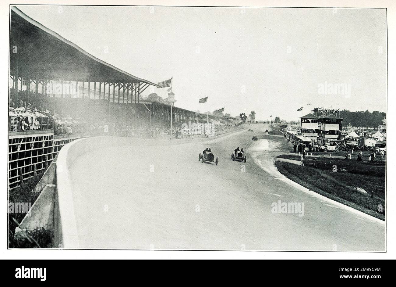 Indianapolis Motor Speedway und Grandstand, USA. Stockfoto