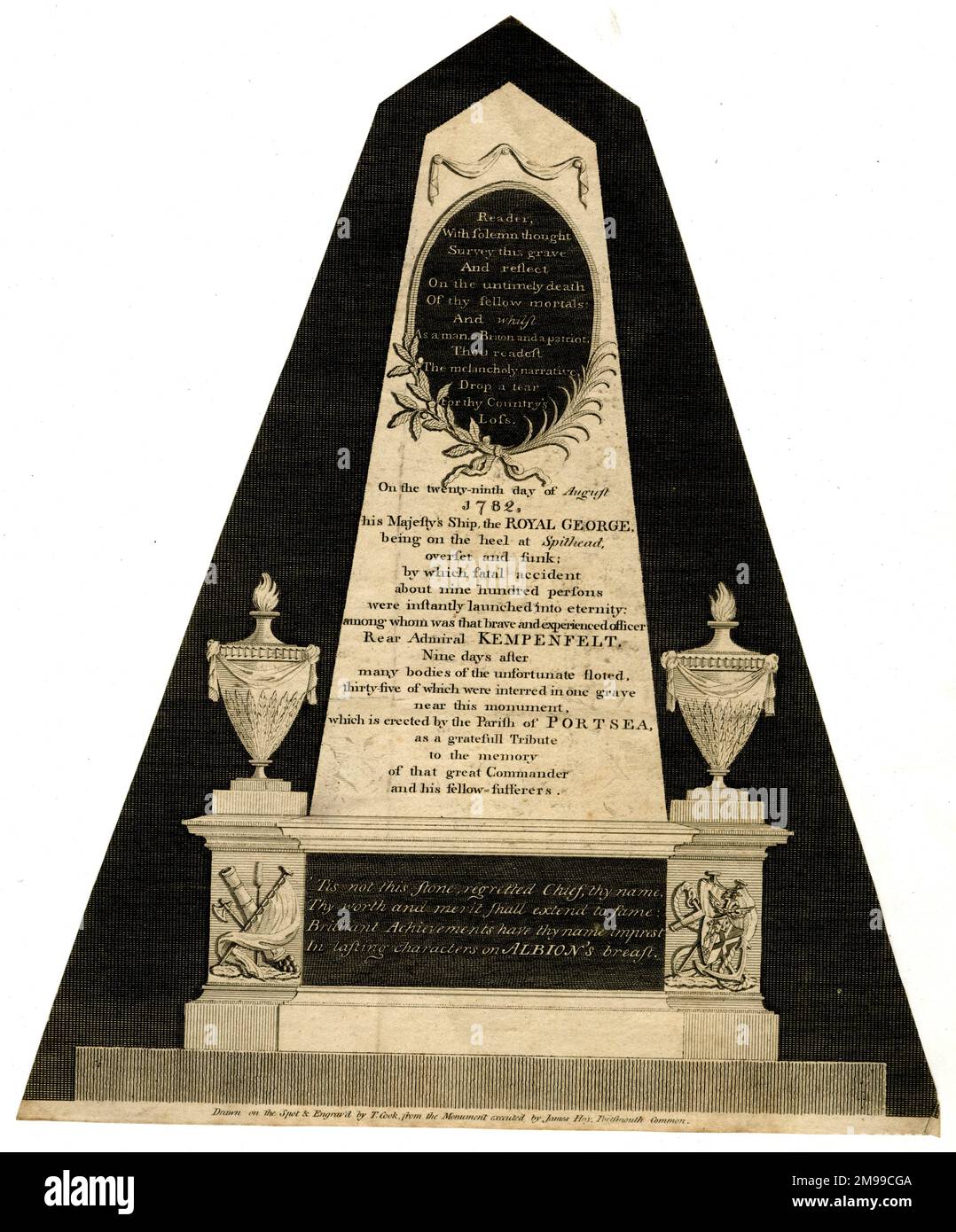 Gedenkstätte in Portsea für die Crew von HMS Royal George, am 29. August 1782 auf der Ferse von Spithead gesunken. Stockfoto