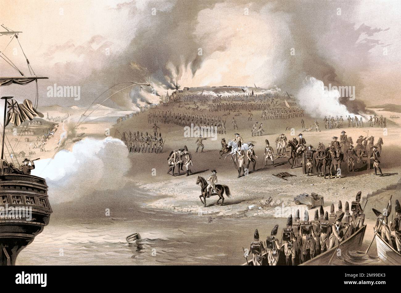 The Battle at Bunker's Hill, 1775 von Henry A. Thomas, Lithograph, c. 1875 Stockfoto