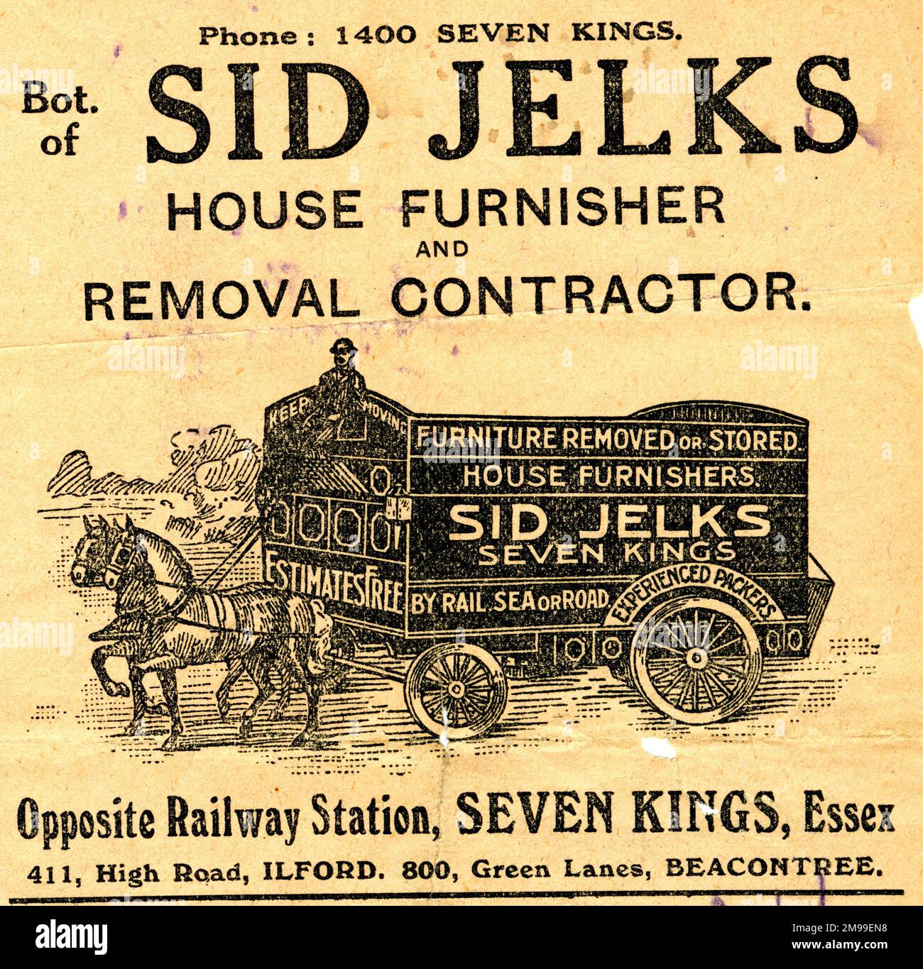 Schreibwaren, Sid Jelks, Möbelhersteller und Bauunternehmer, Seven Kings, Essex. Stockfoto