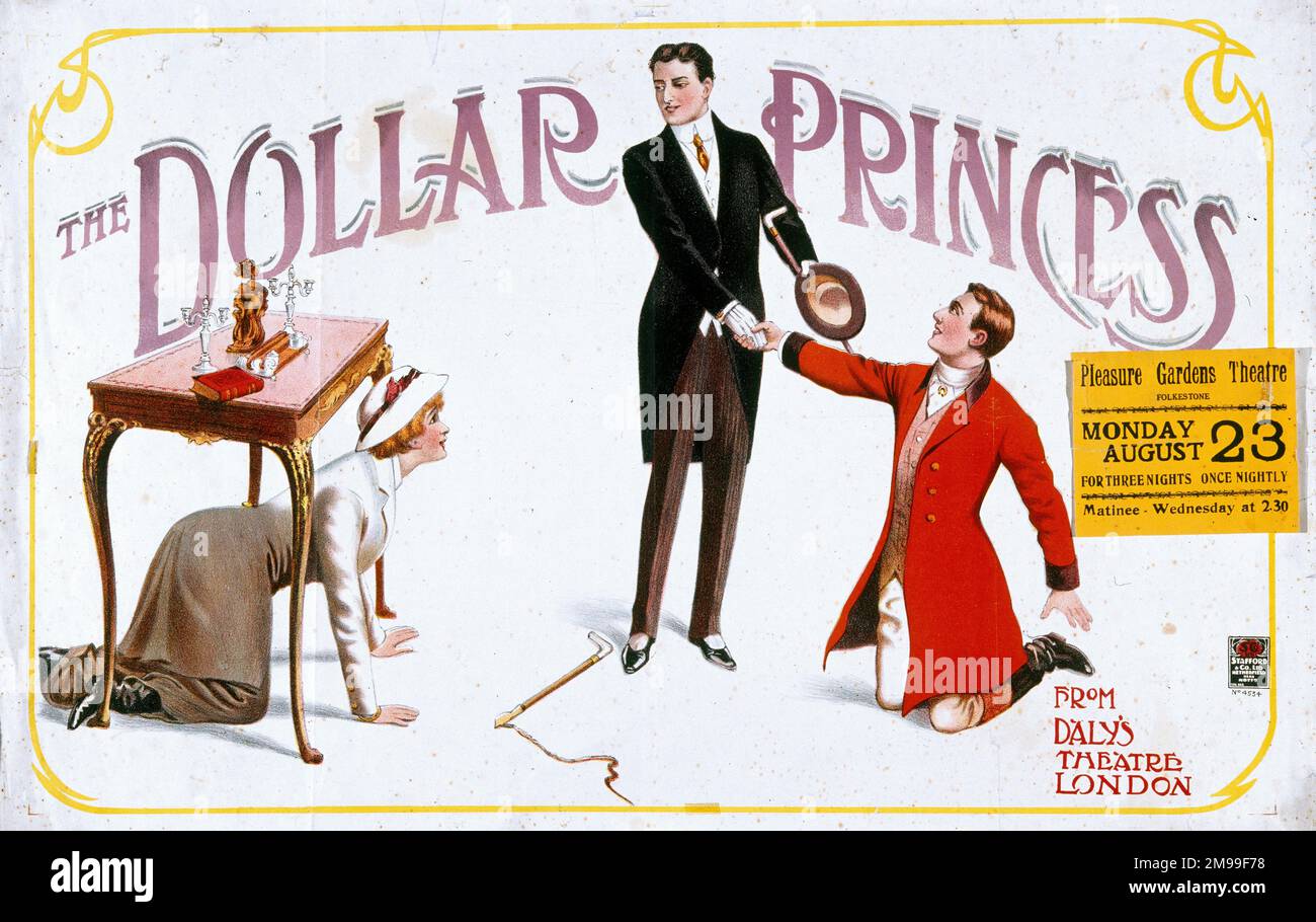 Musical-Theaterposter "The Dollar Princess", eine Produktion aus Daly's Theatre, London. Stockfoto