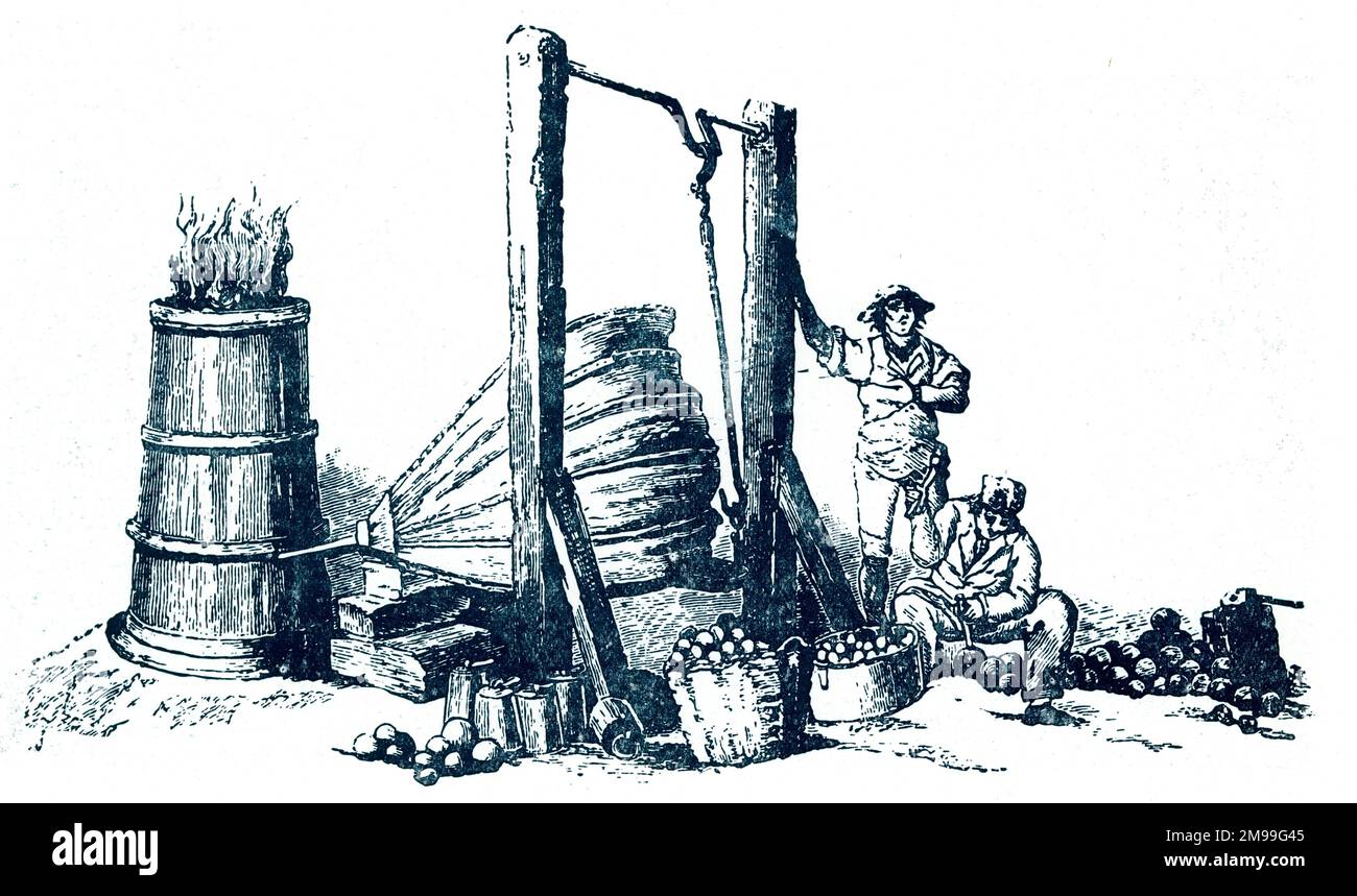 Ofen zur Herstellung von Kanonenbällen in den Tagen von Trafalgar. Stockfoto