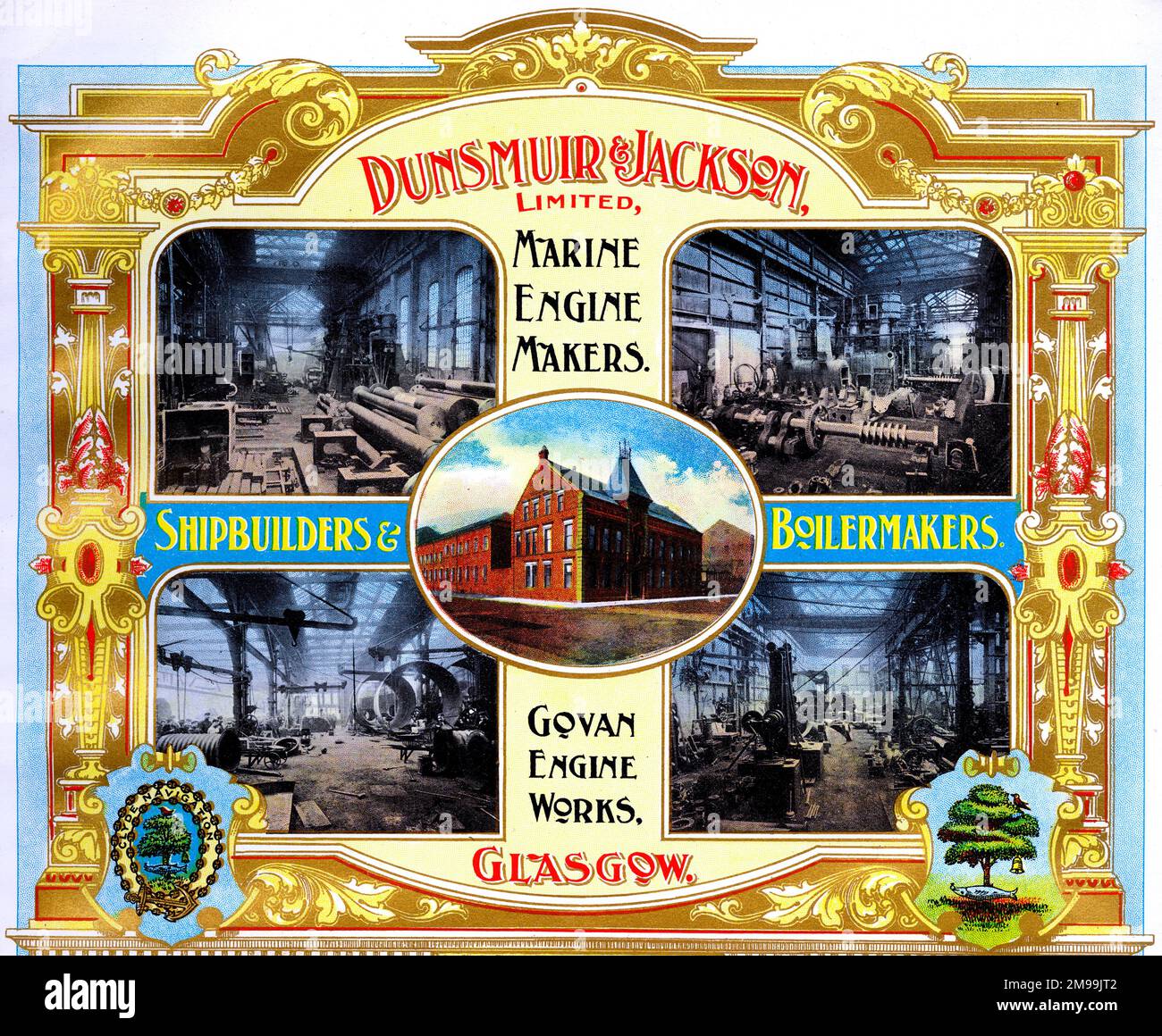 Werbung für Dunsmuir & Jackson Limited, Shipbuilders and Boilermakers, Govan, Schottland. Stockfoto