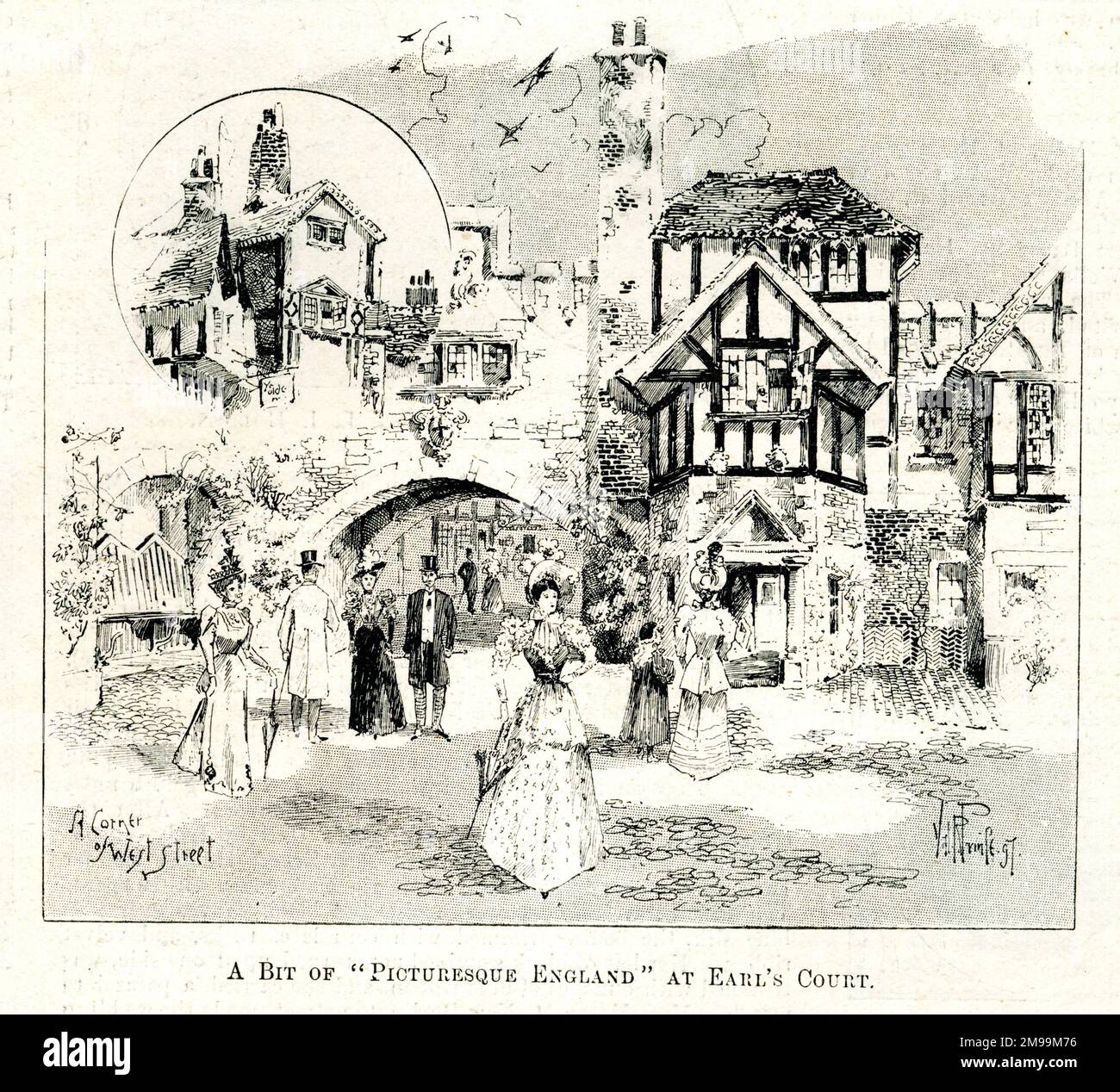 Victorian Era Exhibition at Earl's Court, London - Szene des malerischen Englands. Stockfoto