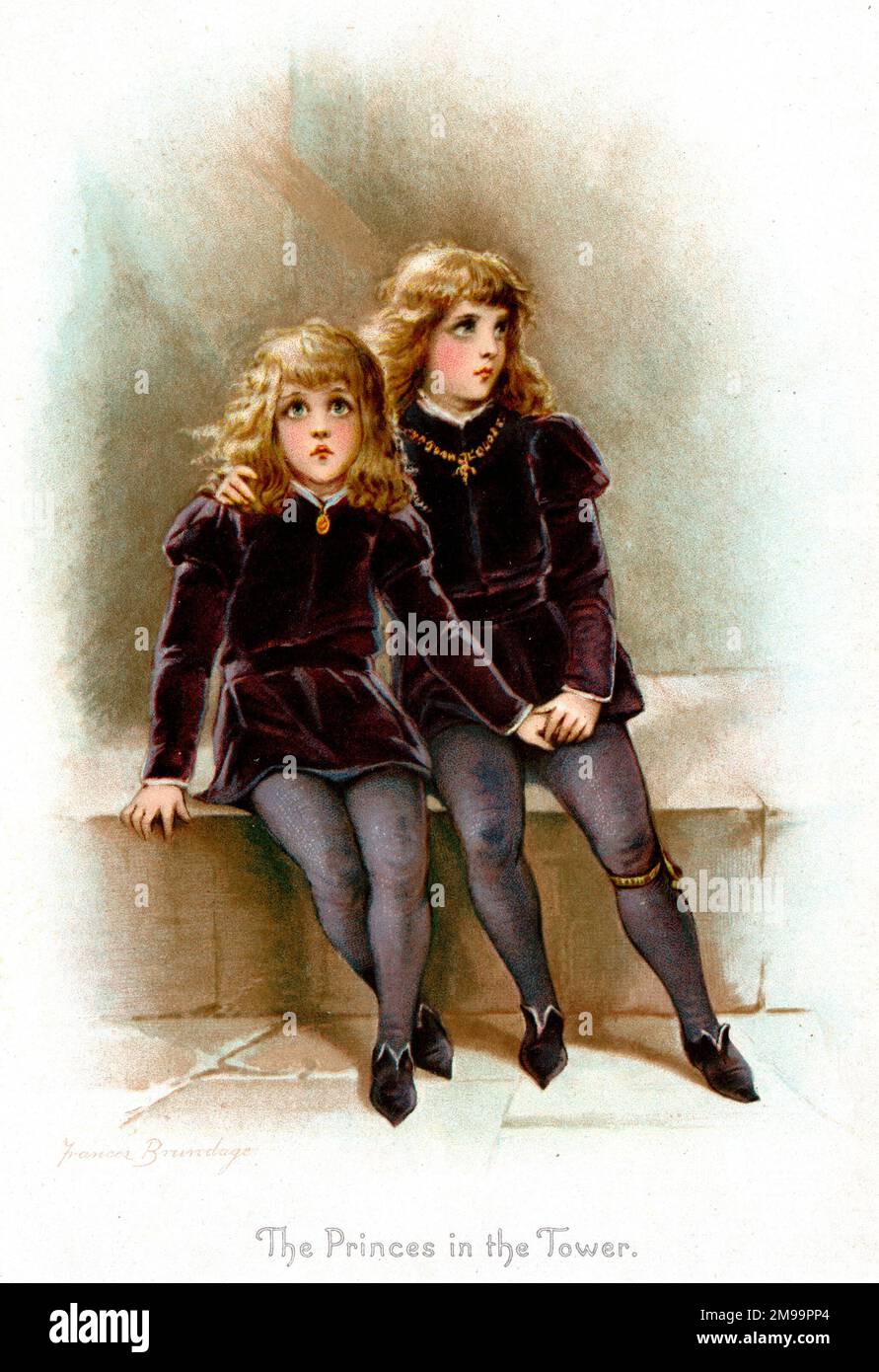 Die Prinzen im Turm - Prinz Edward (König Edward V) und sein jüngerer Bruder, Prinz Richard, Herzog von York, der während der Herrschaft ihres Onkels, König Richard III., vom Tower von London verschwand Stockfoto