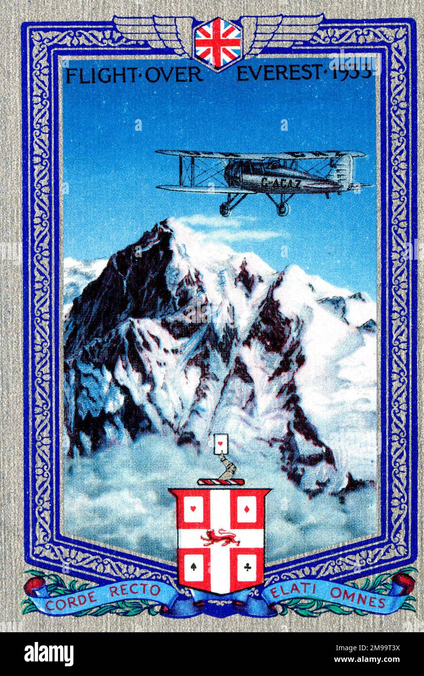 Kartenspiel, erster Flug über den Mount Everest, in einem Westland Wallace Flugzeug, als Teil der Houston-Mount Everest Flight Expedition. Stockfoto