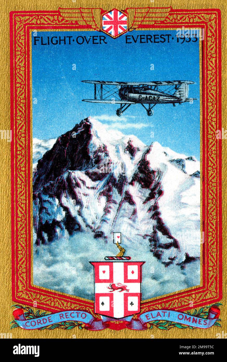 Kartenspiel, erster Flug über den Mount Everest, in einem Westland Wallace Flugzeug, als Teil der Houston-Mount Everest Flight Expedition. Stockfoto
