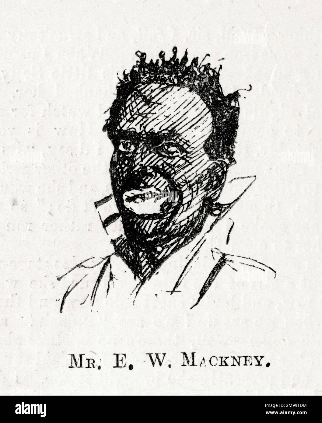 Cartoon, E W Mackney, äthiopischer Entertainer (Schwarzgesicht Minstrel). Stockfoto