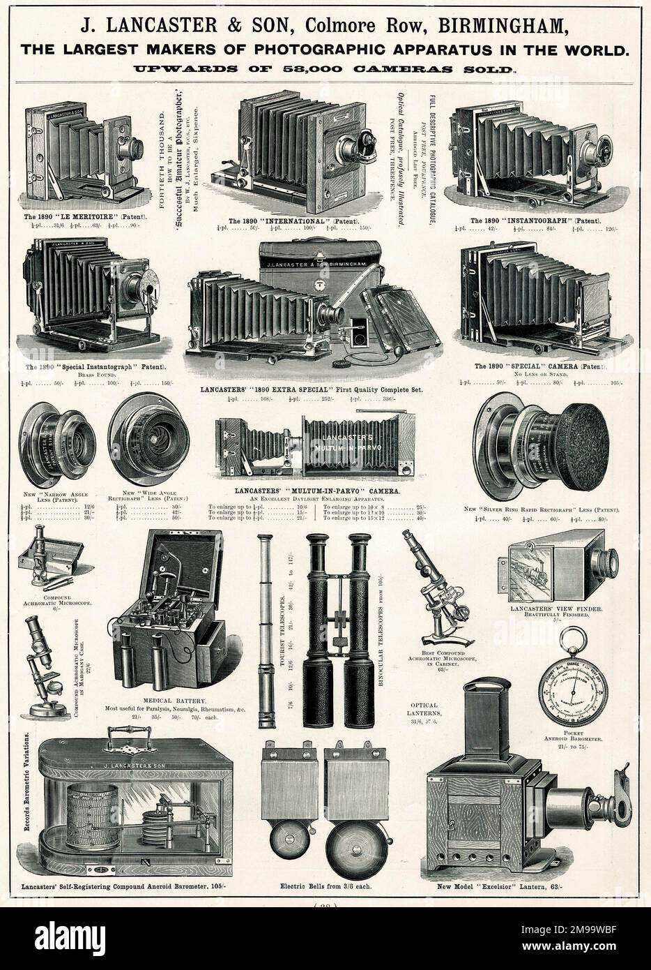 J Lancaster & Son, Kameras, fotografische und wissenschaftliche Geräte, Colmore Row, Birmingham. Stockfoto