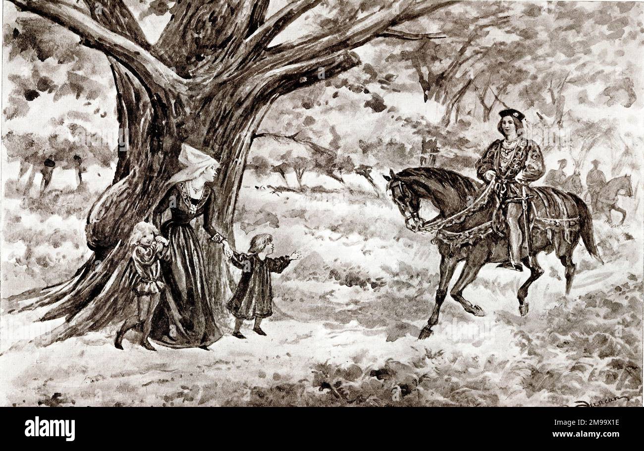 Das erste Treffen von Elizabeth Woodville und König Edward IV Stockfoto