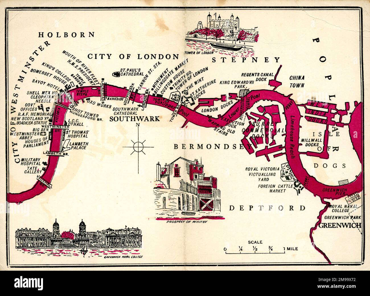 Karte von London 1952. Stockfoto
